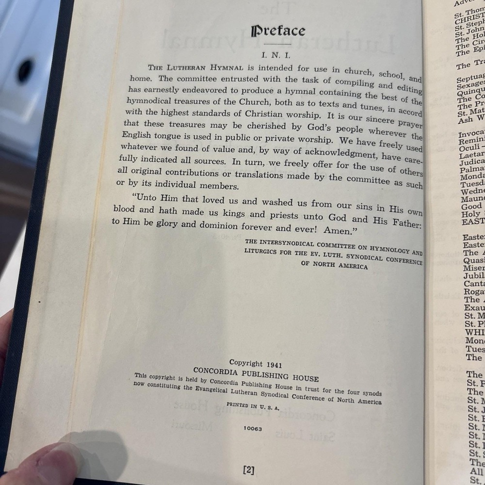 VINTAGE- The Lutheran Hymnal 1941 Concordia Publishing Blue Hard Cover - Picture 5 of 8
